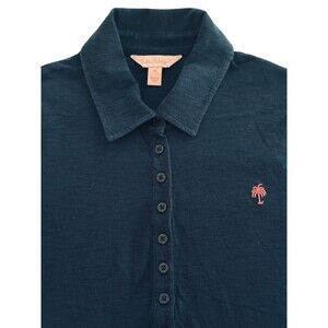 Lilly Pulitzer Blue Polo Pima Cotton Short Sleeve Resort Fit Lightweight Medium